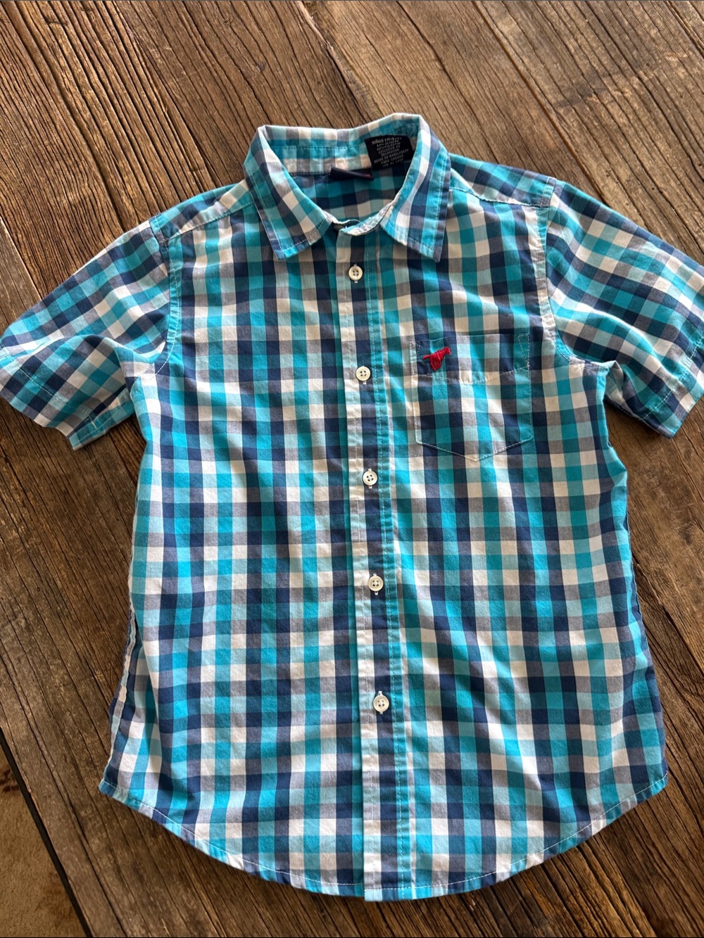 Wrangler Boys Blue Plaid Short-Sleeve Button-Up Shirt